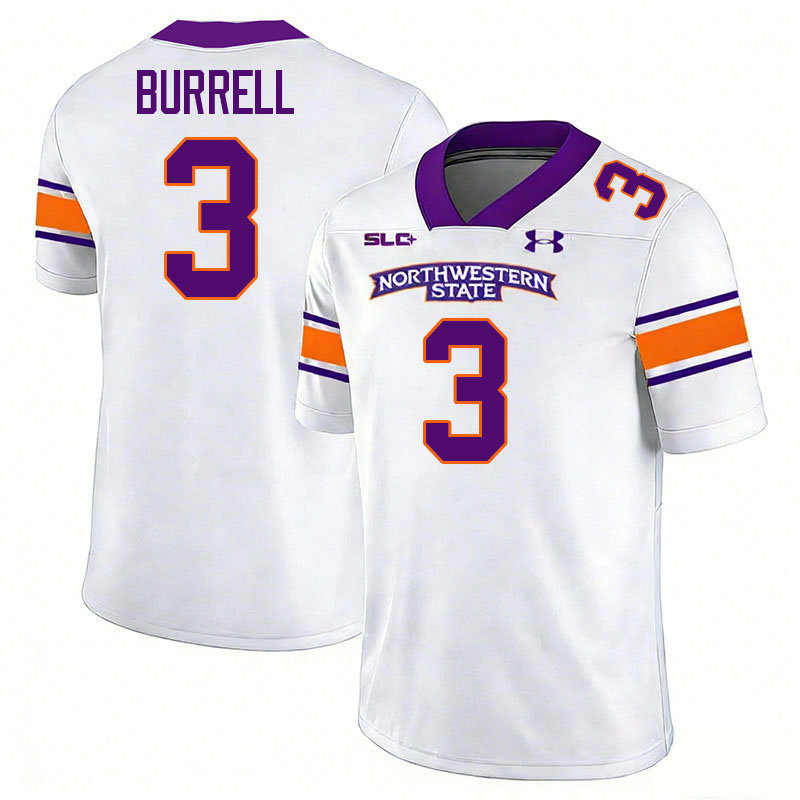 Northwestern State Demons #3 Kolbe Burrell College Football Jerseys,Uniforms Stitched-White